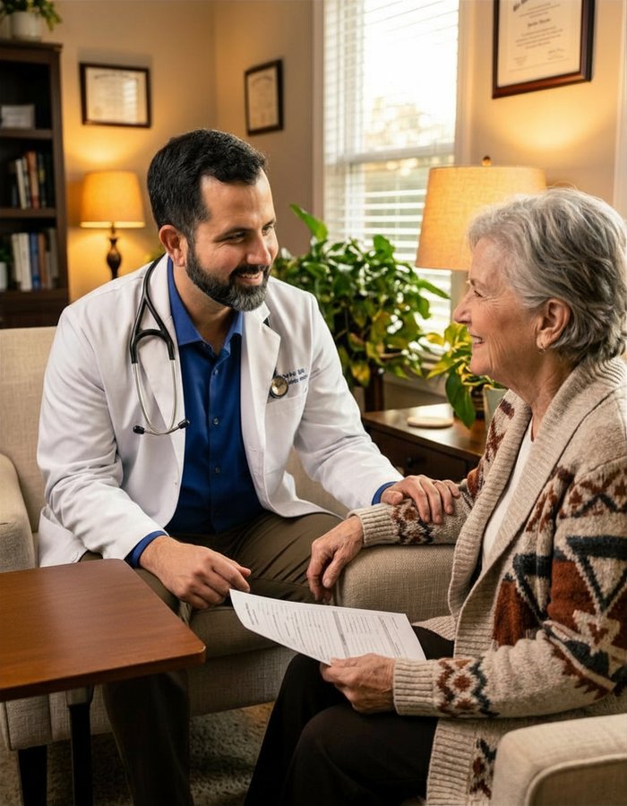 Dr. Daquino consulting with a patient